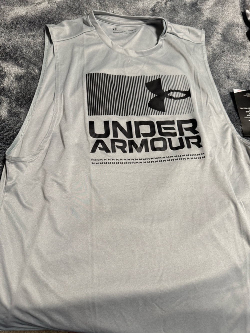 Under Armour Light Gray Sleeveless Performance Tank with Black Logo